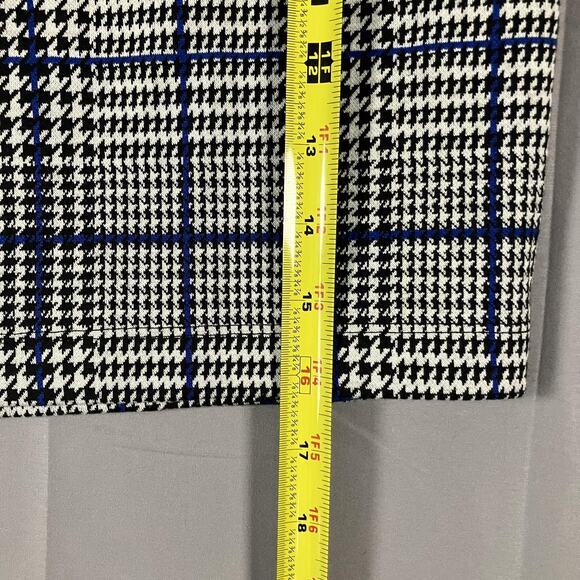 Express Skirt Womens Medium Blue Black White Plaid Houndstooth Pull On Career - Picture 11 of 16